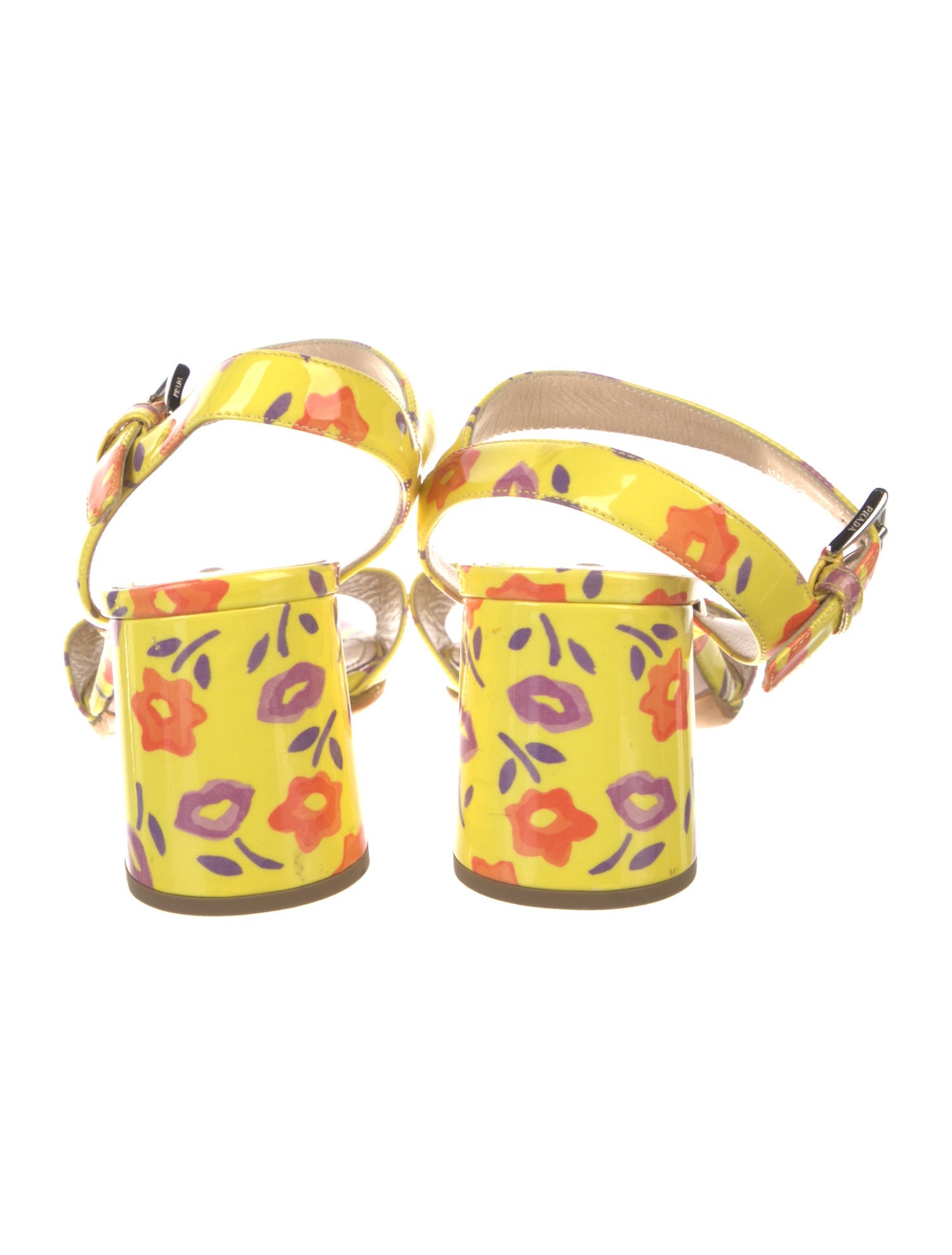 Prada Patent Leather Floral Print Sandals